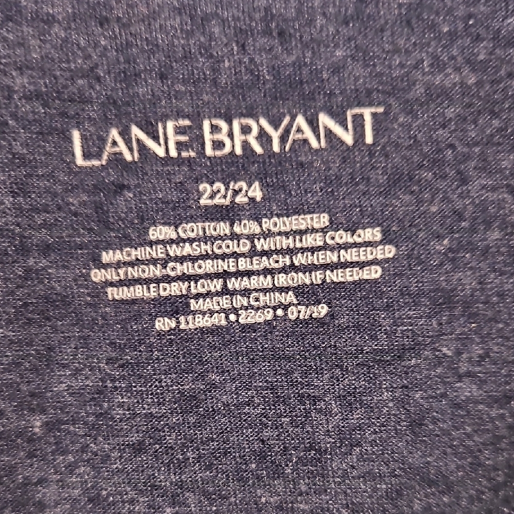 Lane Bryant Navy Long Sleeve Tee with Pink Print - Picture 2 of 3